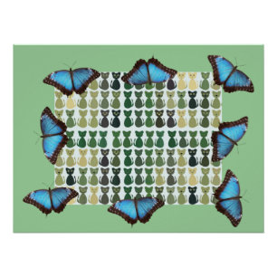 Poster Chat Papillon Motif De Petit Chat Bureau Paix Dest
