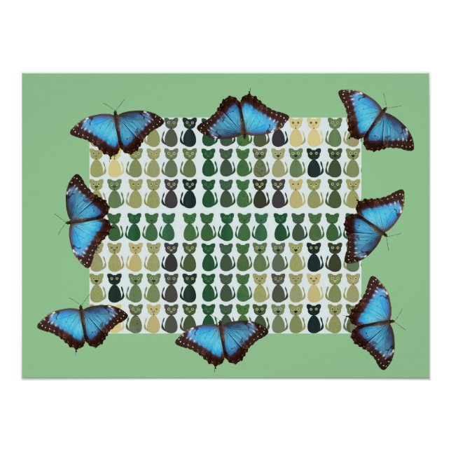 Poster Chat Papillon Motif De Petit Chat Bureau Paix Dest (Devant)