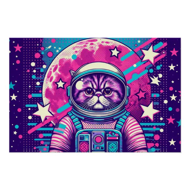 POSTER CHAT PERSIEN PERDU DANS L'ESPACE 2 (Devant)