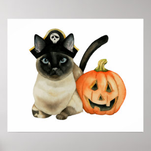 Poster Chat pirate, Art d'Halloween Cool