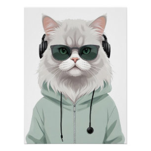 Poster Chat Porter Sweat - shirt à capuche Drôle Cool ani