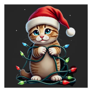 Poster Chat siamois Noël col V (3)