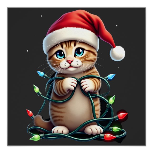 Poster Chat siamois Noël col V (3) (Devant)