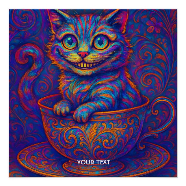 Poster Chat souriant tasse mignonne fantaisie (Devant)
