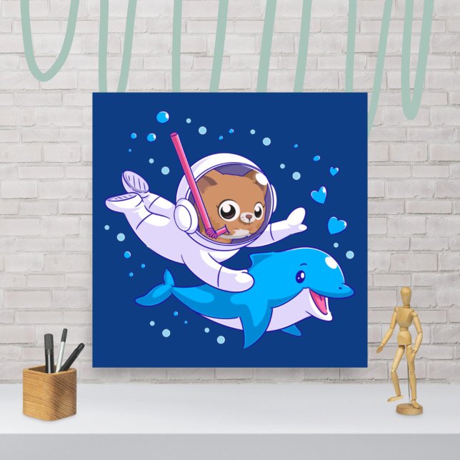 Poster Chat sous-marin et dauphin (Créateur téléchargé)