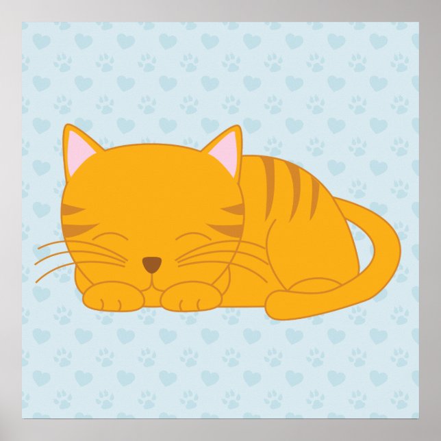 Poster Chat Tabby Orange Dormant (Devant)