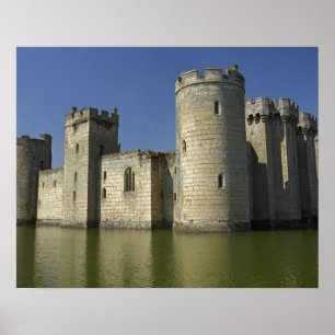 Poster Château de Bodiam (1385), reflété dans les douves,