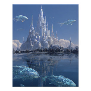 Poster Château de glace de cristal avec des baleines arct