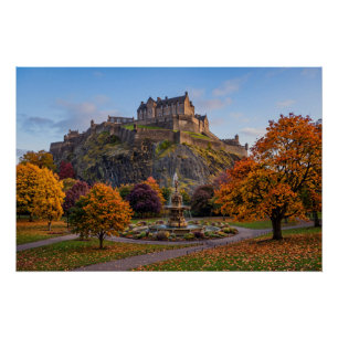 Poster Château d'Édimbourg en or automnal