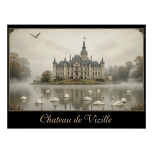 Poster Château romantique foncé de Vizille Château Soirée
