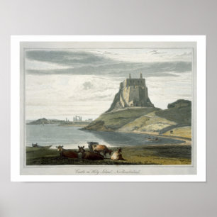 Poster Château sur l'île sainte, le Northumberland, 'd'un