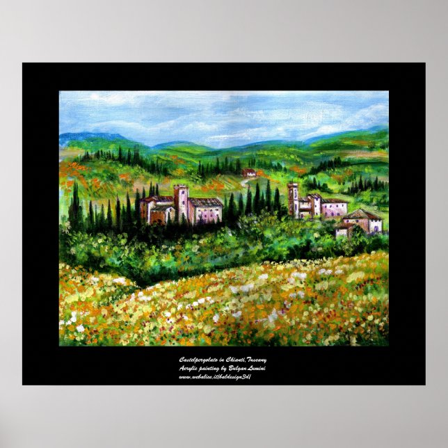 POSTER CHÂTEAUX DANS LE PAYSAGE DE CHIANTI , CHAMPS DE FL (Devant)