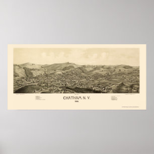 Poster Chatham, carte panoramique de NY - 1886