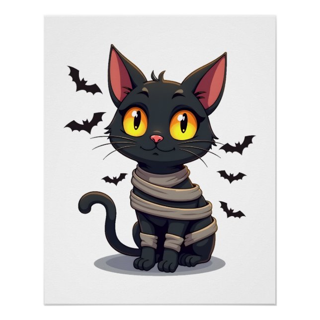 Poster Chaton de Chat de Momie Halloween (Devant)