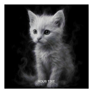 Poster Chaton Fantastique Cute White Smoke
