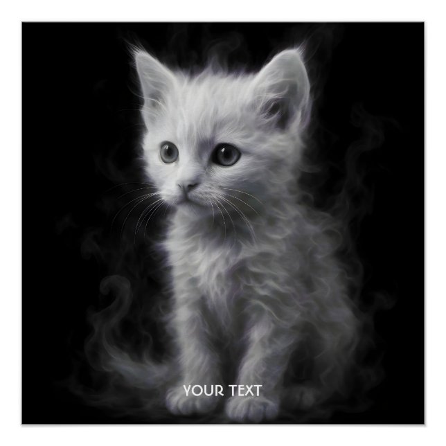 Poster Chaton Fantastique Cute White Smoke (Devant)