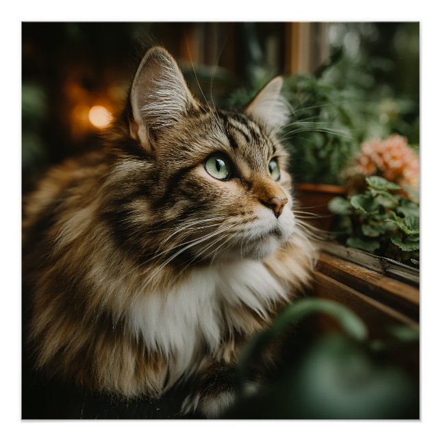 Poster Chaton roux aux yeux verts (Devant)