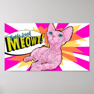 Poster Chaton sans cheveux Pop art
