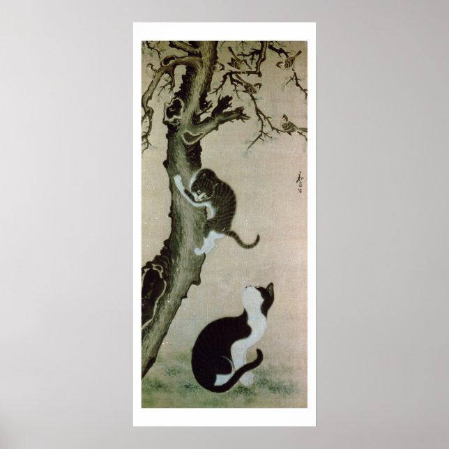 Poster Chats, 17ème siècle (encre sur soie) (Devant)