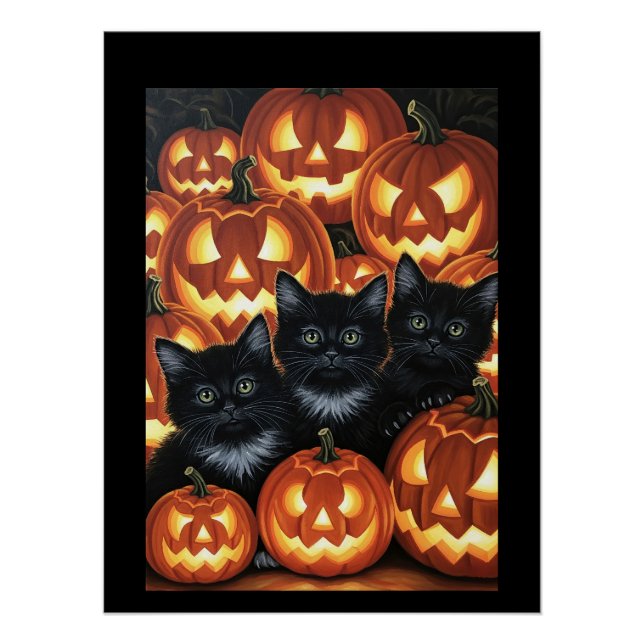 Poster Chats noirs et Jack O’Lanterns (Devant)