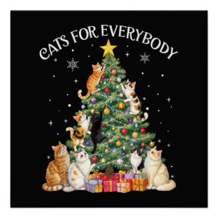 Poster Chats pour Noël amateur de chats pour tous