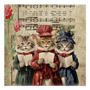 Poster Chats qui chantent des chants de Noël