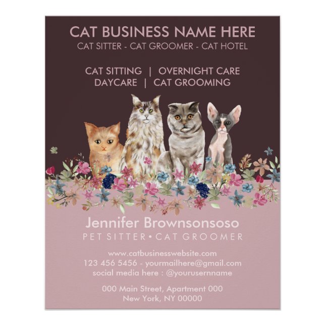 Poster Chats roses petits mignons (Devant)