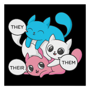 Poster Chats trans Ils Elles Leurs Pronoms Transgenre II