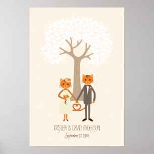 Poster Chats Whimsical (Crème) Empreinte d'empreintes dig