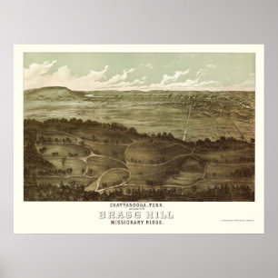 Poster Chattanooga, carte panoramique de TN - 1887