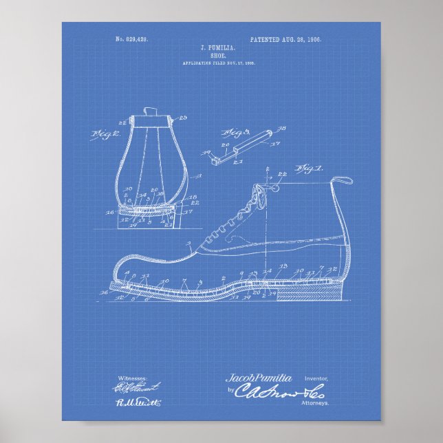 Poster Chaussure 1906 Brevet Art Plan directeur (Devant)