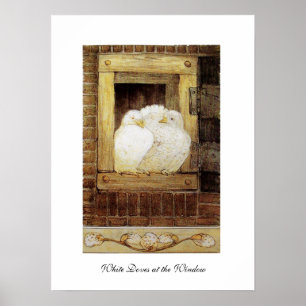 Poster CHAUSSURES BLANCHES À LA FENÊTRE, jaune marron ant