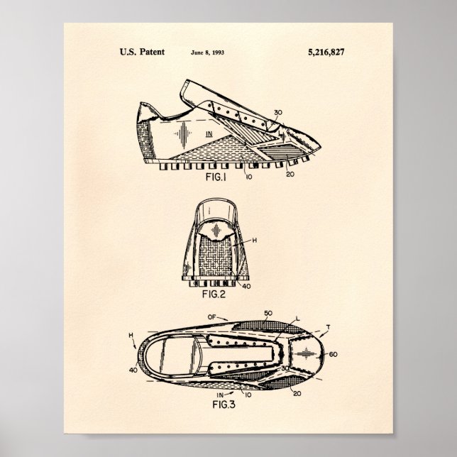 Poster Chaussures de soccer 1993 Art Brevet - Vieux Poivr (Devant)