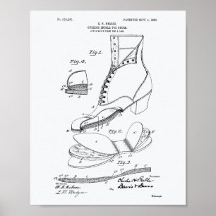 Poster Chaussures Insole Cushion 1906 Brevet Art Livre bl