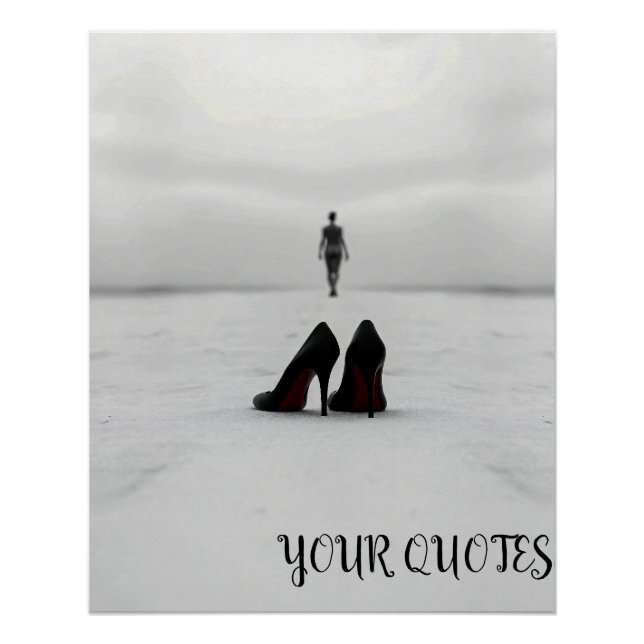 Poster Chaussures minimalistes et figure éloignée (Devant)