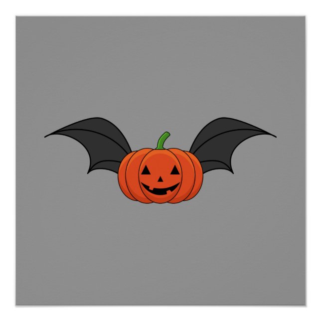 Poster Chauve-souris de citrouille d'Halloween (Devant)