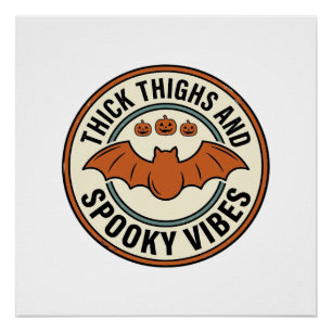 Poster Chauve-souris d'Halloween Cuisses Épaisses Vibes S