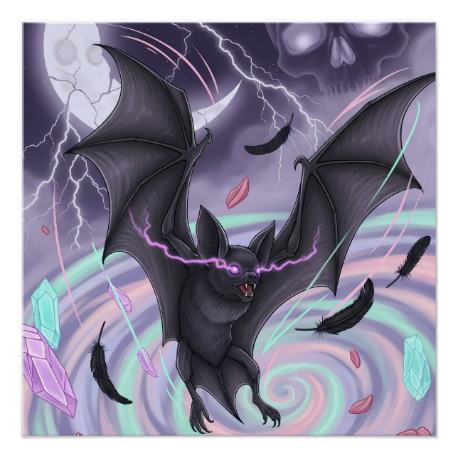 Poster Chauve-souris Mystique Goth Pastel (Devant)