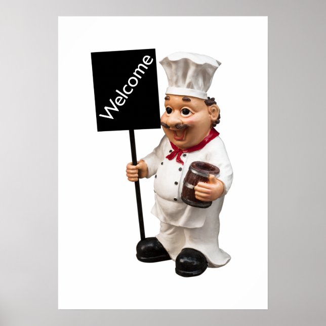 Poster Chef cuisinier - Carte de menu BIENVENUE (Devant)