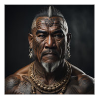 Chef guerrier maori avec tatouages faciaux