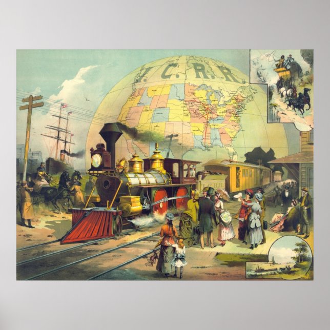 Poster Chemin de fer central Illinois 1882 (Devant)