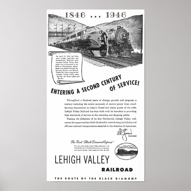 Poster Chemin de fer de Lehigh Valley-A Deuxième siècle d (Devant)