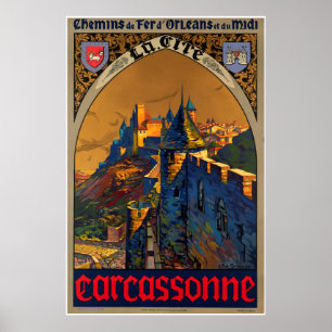 Poster Chemin de fer d'Orléans et du midi, Carcassonne