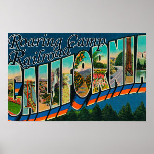 Poster Chemin de fer du camp de ruée, CA - Grandes lettre