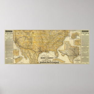 Poster Chemin de fer, lignes de paquebot Southern Pacific