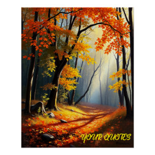 Poster Chemin de la forêt d'automne