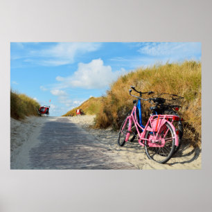 Poster Chemin Vers La Plage Avec Vélos Norderney, Allem