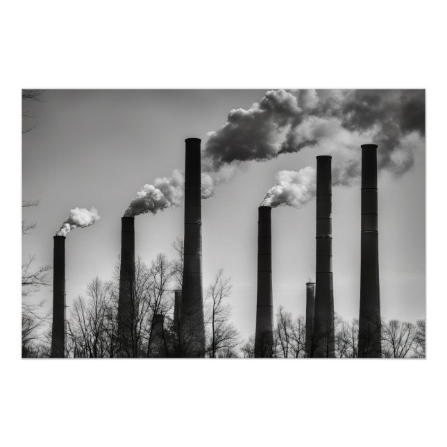 Poster Cheminées noires et blanches (Devant)