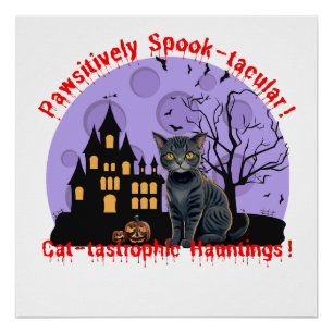 Poster Chemise Chat Halloween   Sweat Halloween   Automne