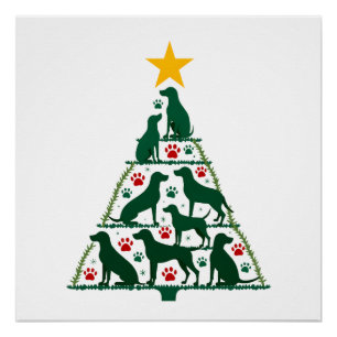 Poster Chemise d'arbre de Noël de chien - Noël de chien (